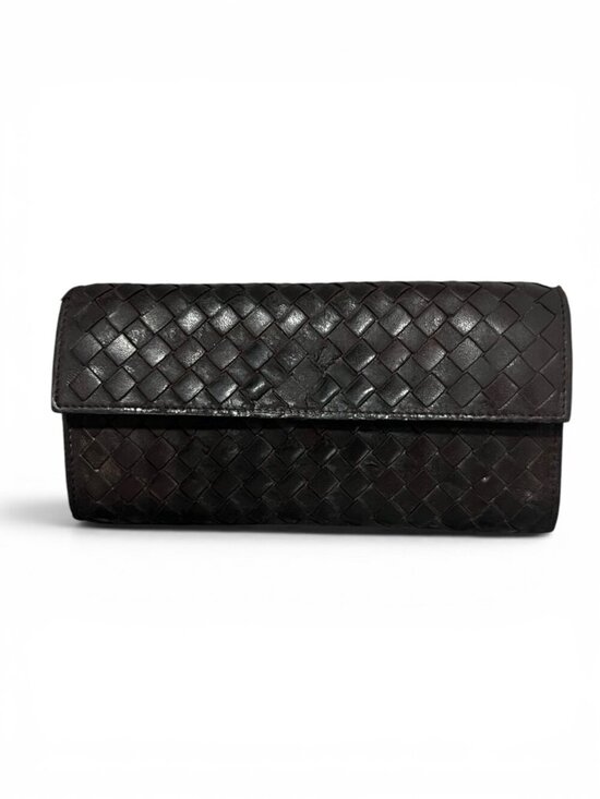 Bottega Veneta Handbags - Bottega Veneta Intrecciato Woven Leather Bifold Wallet in Chocolate Brown